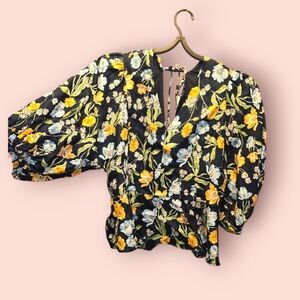 Draper James Puff Sleeve Top In Spring Blooms Women's 8 Cottagecore Lightweight